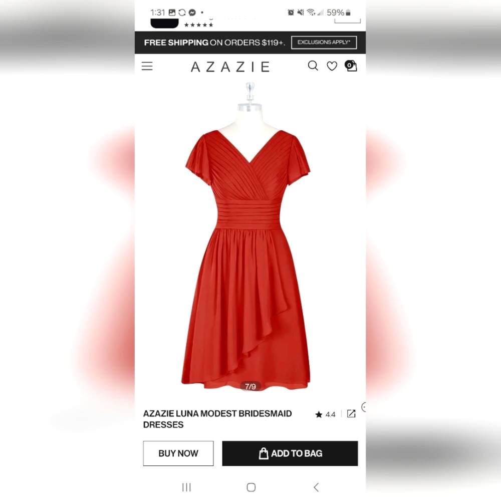 Azazie Modest Bridesmaid Dress size 18 burnt orange color